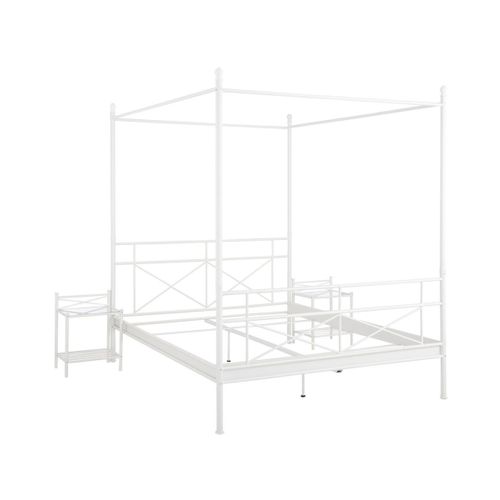 Thora-lit à Baldaquin 180x200 Cm En Métal Blanc