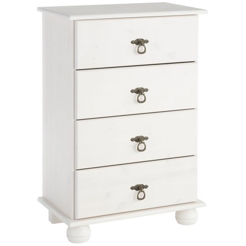 Finca - Commode Avec 4 Tiroirs En Pin Blanc