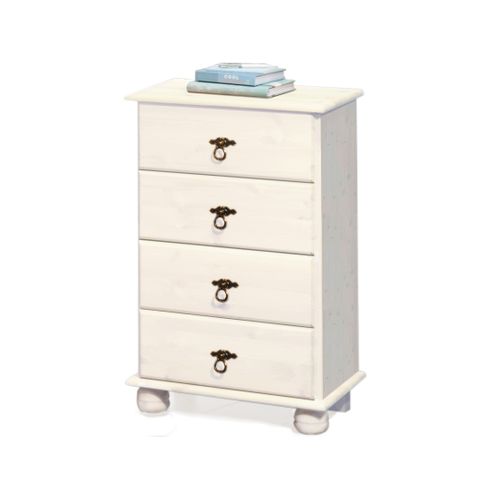 Finca - Commode Avec 4 Tiroirs En Pin Blanc
