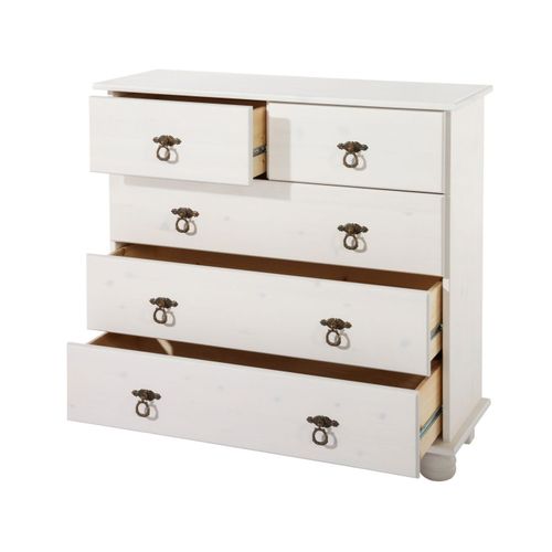 Finca - Commode Avec 3+2 Portes En Pin Laqué Blanc