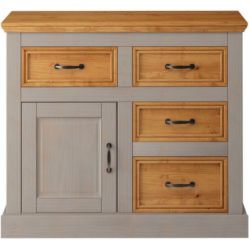 Selma - Buffet Avec 1 Porte / 4 Tiroirs En Pin Ciré Gris