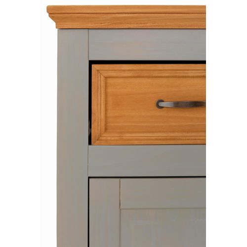 Selma - Buffet Avec 1 Porte / 4 Tiroirs En Pin Ciré Gris