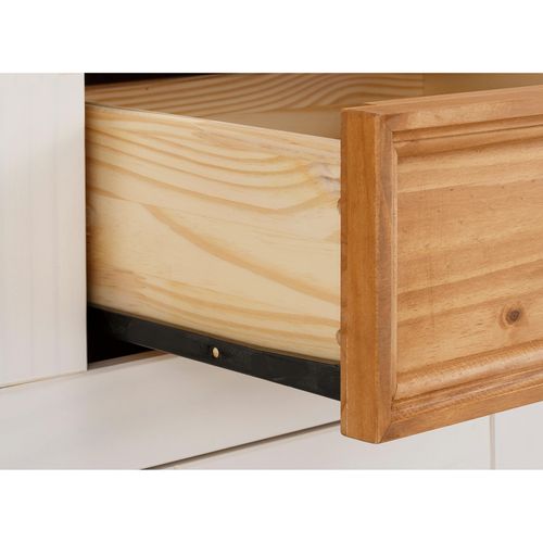 Selma - Buffet Avec 3 Portes Et 3 Tiroirs En Effet Pin Teinté Blanc