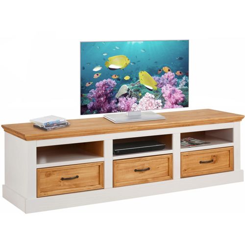 Selma - Meuble TV Avec 3 Tiroirs En Chêne Blanc