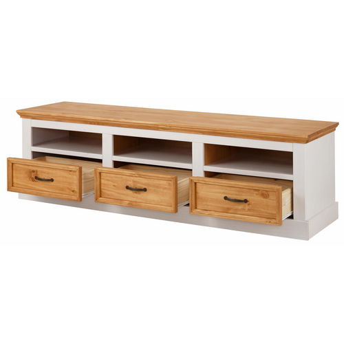 Selma - Meuble TV Avec 3 Tiroirs En Chêne Blanc