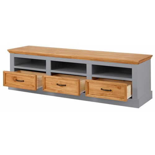 Selma - Meuble TV Avec 3 Tiroirs En Chêne Gris