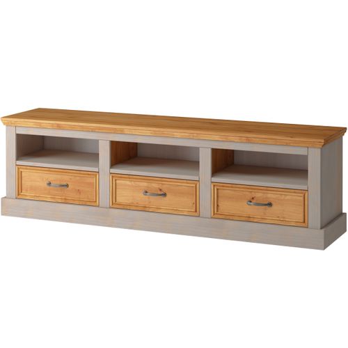 Selma - Meuble TV Avec 3 Tiroirs En Chêne Gris