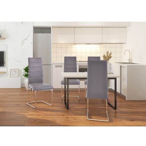 Adora-chaise 4 Pack En Pu Cappucino / Chrome