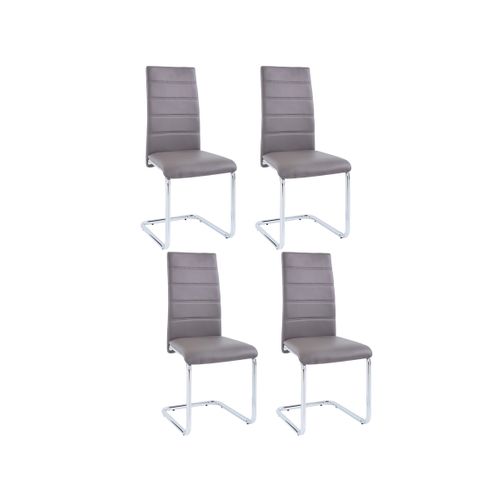 Adora-chaise 4 Pack En Pu Cappucino / Chrome