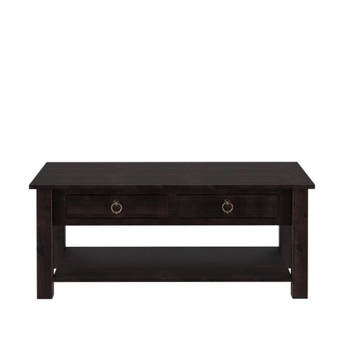 Ines - Table Basse Avec 2 Tiroirs En Pin Brun Foncé