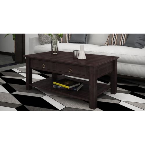 Ines - Table Basse Avec 2 Tiroirs En Pin Brun Foncé