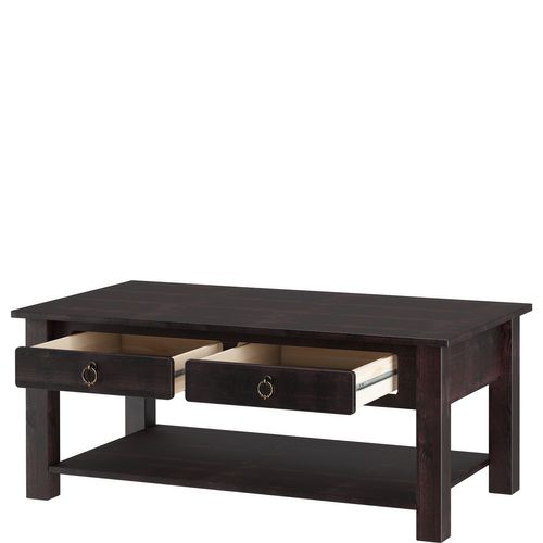 Ines - Table Basse Avec 2 Tiroirs En Pin Brun Foncé