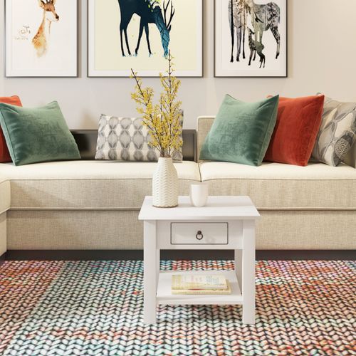 Ines - Table Basse Avec 1 Tiroir En Pin Blanc