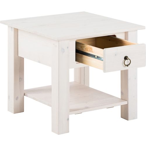 Ines - Table Basse Avec 1 Tiroir En Pin Blanc