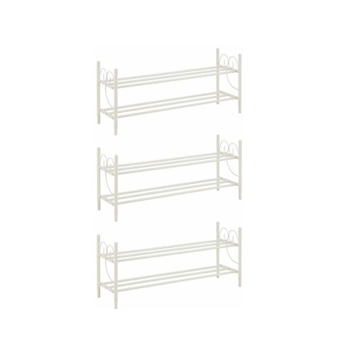 Princess-rangement à Chaussures à 2 Niveaux En Métal Blanc, Lot De 3