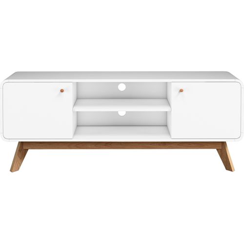 Cassie - Meuble TV Avec 2 Portes En Mélaminé Blanc