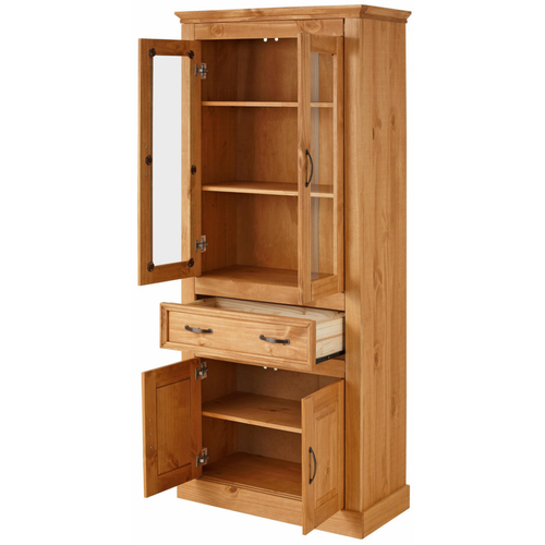 Selma - Vitrine Avec 2 Portes + 2 Portes En Pin Nature