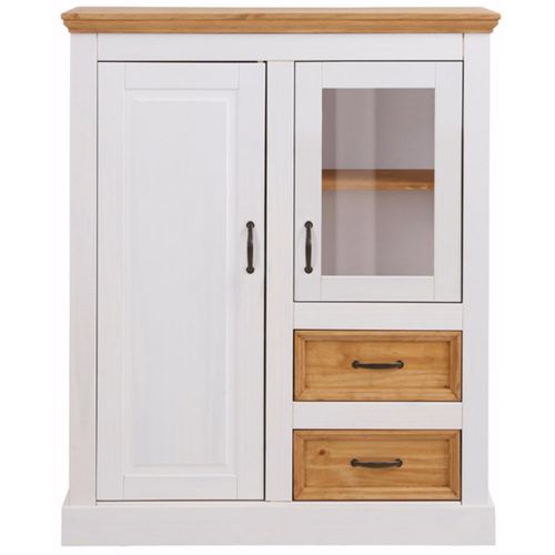 Selma - Buffet Avec 2 Portes 2 Tiroirs En Pin Teinté Blanc