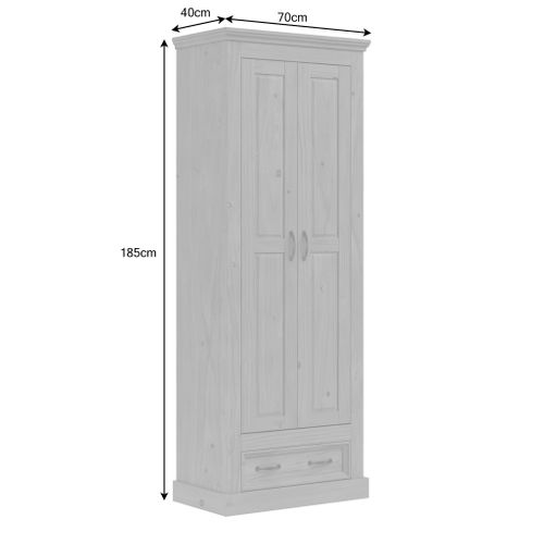 Selma-armoire 2 Portes 1 Tiroir En Cire Teintée