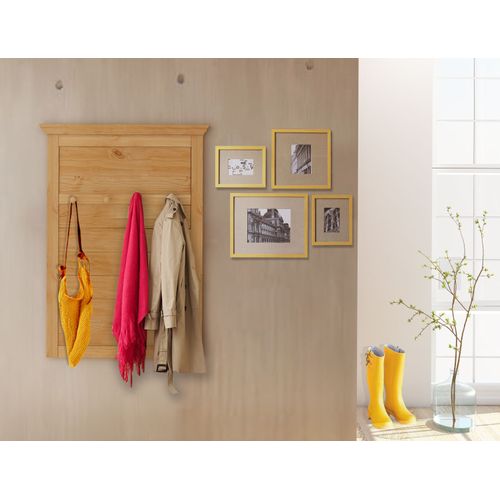 Selma-panneau Mural Avec 4 Crochets En Pin En Cire Teintée