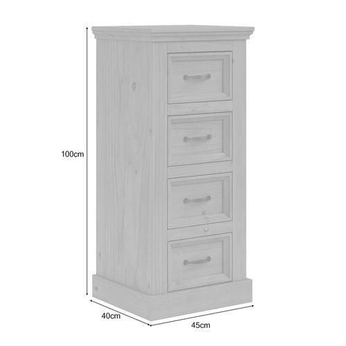 Selma-commode à 4 Tiroirs En Pin Brun