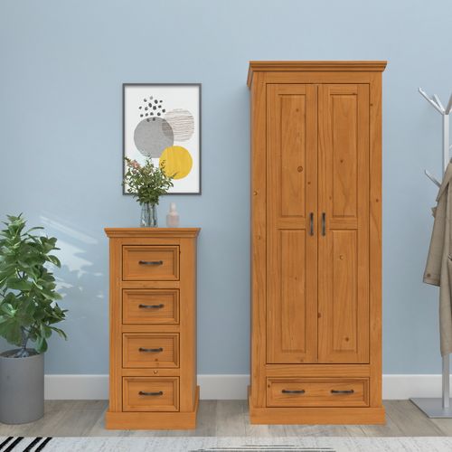 Selma-commode à 4 Tiroirs En Pin Brun