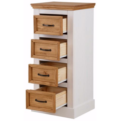 Selma-commode à 4 Tiroirs En Pin Blanc
