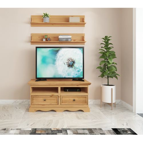 Melissa - Meuble Bas Avec 2 Tiroirs En Pin Nature