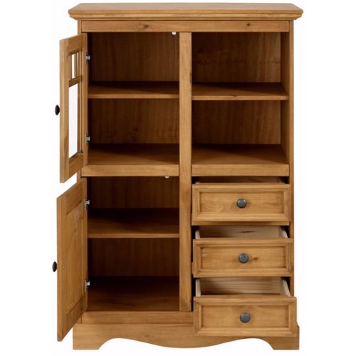 Melissa-buffet Avec 2 Portes Et 3 Tiroirs En Pin Naturel