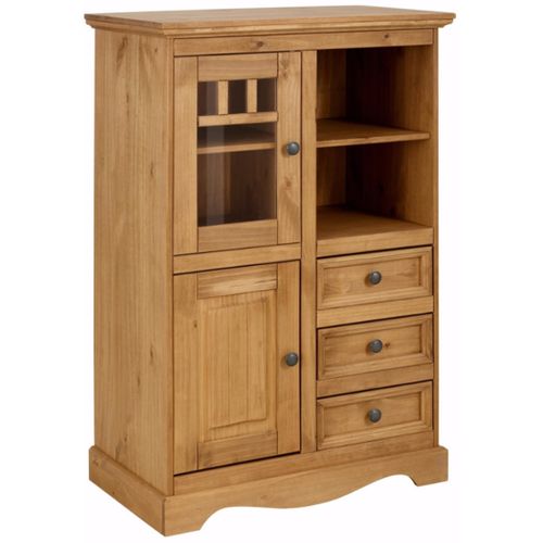 Melissa-buffet Avec 2 Portes Et 3 Tiroirs En Pin Naturel