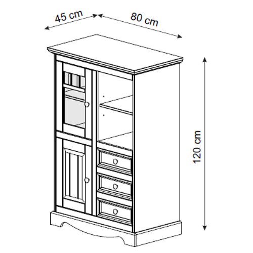 Melissa-buffet Avec 2 Portes Et 3 Tiroirs En Pin Naturel