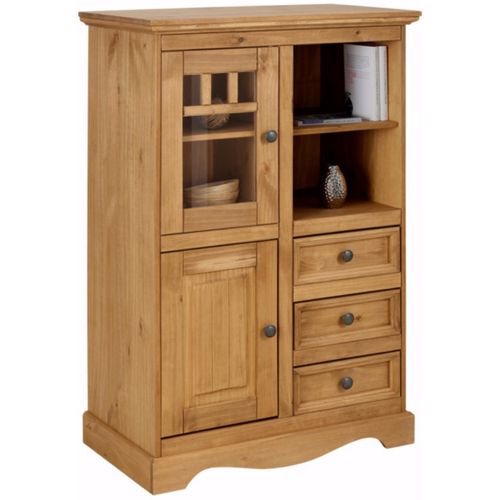 Melissa-buffet Avec 2 Portes Et 3 Tiroirs En Pin Naturel