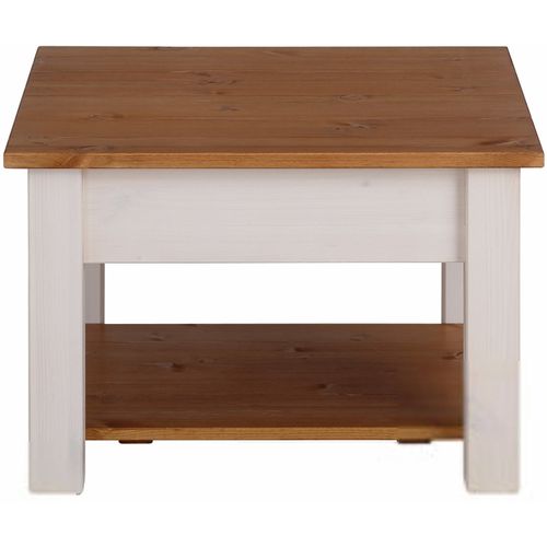 Chicago - Table Basse Avec 1 Étagère En Pin Blanc Et Miel