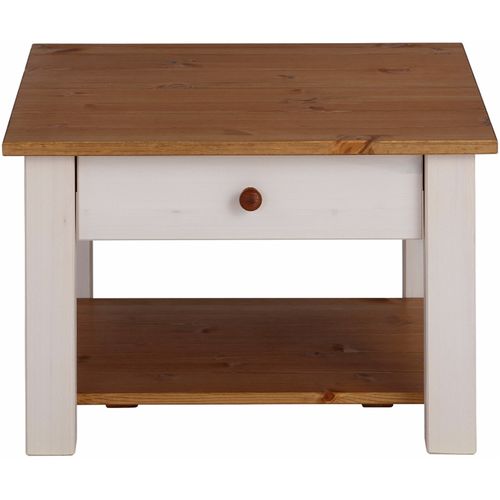 Chicago - Table Basse Avec 1 Étagère En Pin Blanc Et Miel