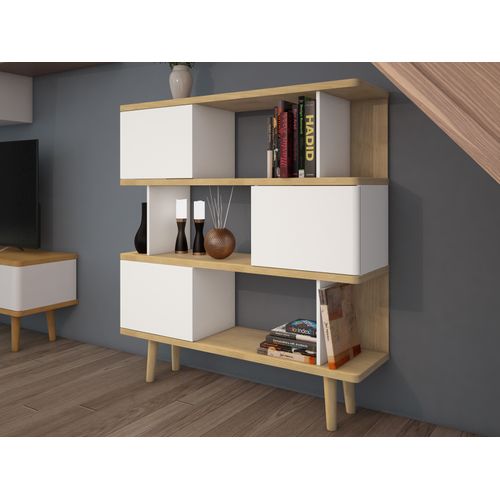 Alandra-etagère à Livres Effet Chêne Blanc Crème