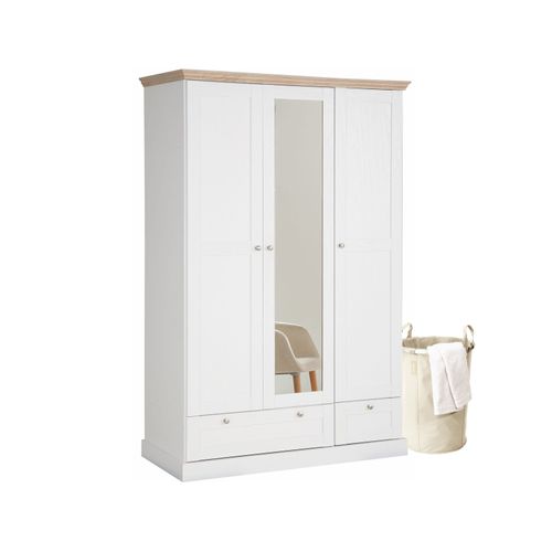 Binz - Armoire 3 Portes 2 Tiroirs Chêne Blanc