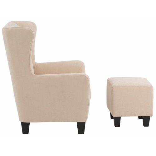 Zhili - Chaise D'acent Rembourrée Avec Tabouret En Microfibre Crème