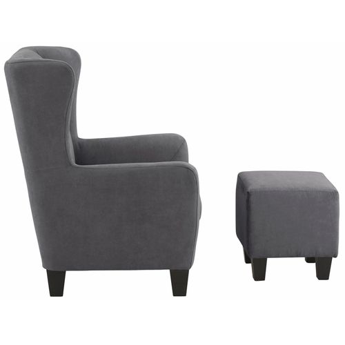 Zhili - Fauteuils Rembourrée Avec Tabouret En Microfibre Anthracite