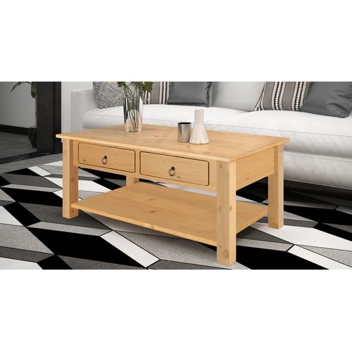 Ines - Table Basse Avec 2 Tiroirs En Pin Naturel