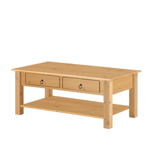 Ines - Table Basse Avec 2 Tiroirs En Pin Naturel