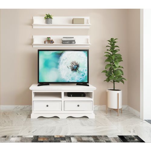 Melissa - Buffet Bas Avec 2 Tiroirs En Pine White
