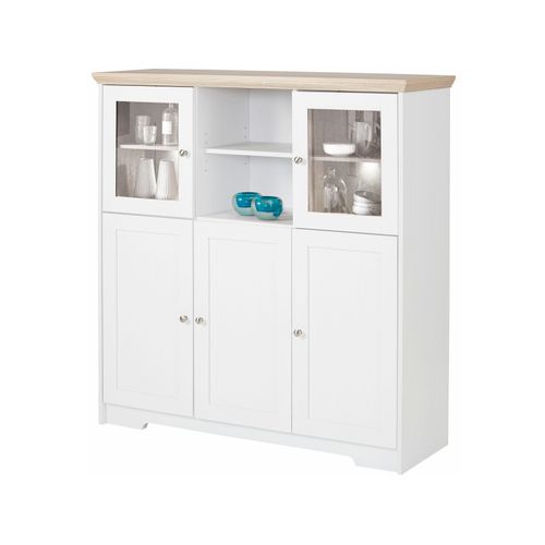 Nanna - Buffet Haut Avec 5 Portes Effet Chêne Blanc