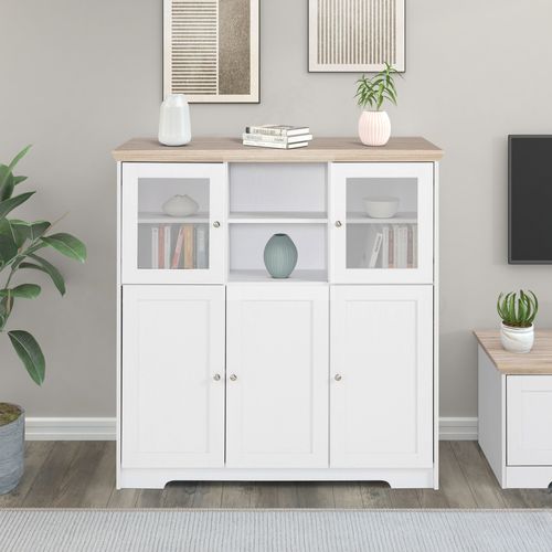 Nanna - Buffet Haut Avec 5 Portes Effet Chêne Blanc