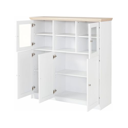 Nanna - Buffet Haut Avec 5 Portes Effet Chêne Blanc