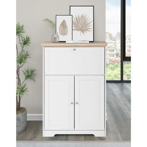 Nanna - Secretaire Chêne Blanc 3 Portes