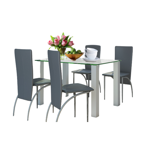 Table à Manger En Verre Blanc 6 Personnes L120