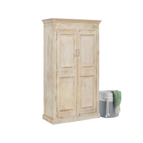 Devdan-armoire Avec 2 Portes En Bois De Manguier Gris