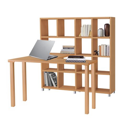 Kiwi-bibliothèque Avec Bureau En Mdf Hêtre