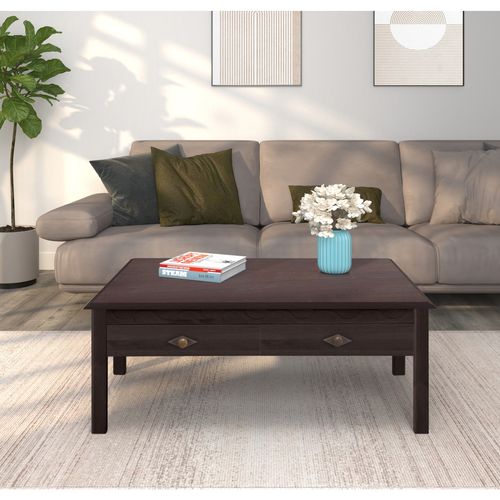 Laura-table Basse Avec 2 Tiroirs En Pin Brun