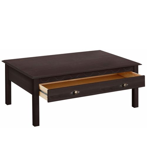 Laura-table Basse Avec 2 Tiroirs En Pin Brun